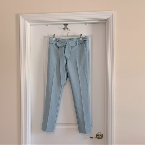 Baby blue LOFT marisa tie waist pants cropped - Picture 1 of 8